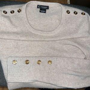 C by Bloomingdale’s | Women Sweater | Crew neck Gold Button Cashmere Pull over S